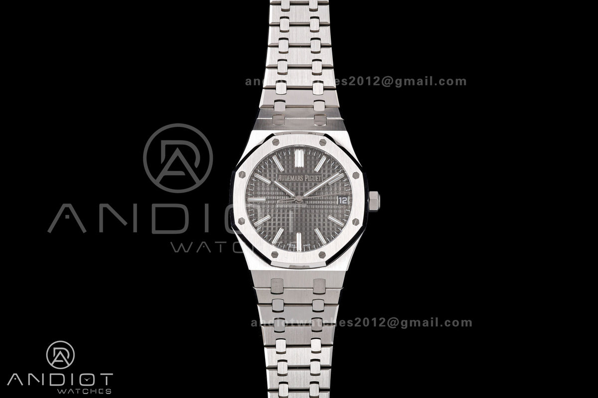 Royal Oak 41mm 15510 SS JF 1:1 Best Edition Gray Dial on SS Bracelet SA4302 Super Clone